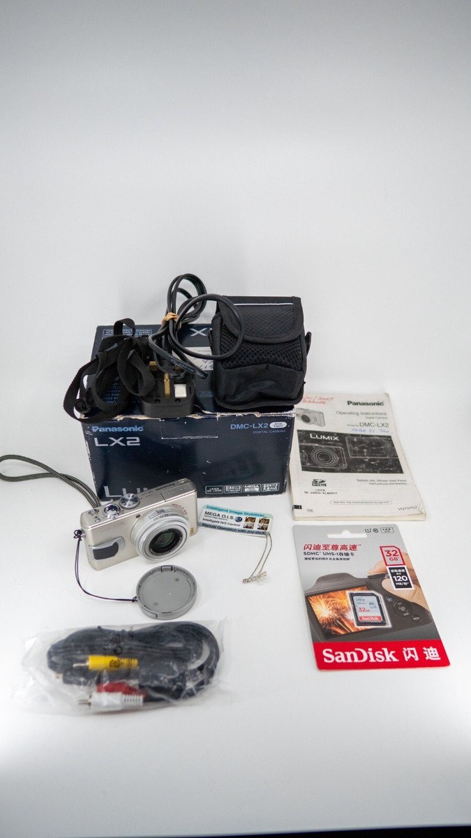 Panasonic Lumix DMC-LX2 10.0MP 4x Zoom Camera Black, Charger, 32GB