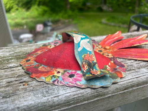 Corazon Herz mit Banner 3D Mexikanisch Handarbeit Bemalt Dose Milagro 10x7 F42 - Bild 2 von 5