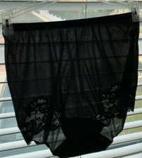 VTG 1950's Vanity Fair Tricot Black Panties Women Sz 4 Lace Pillowtab Semi Sheer