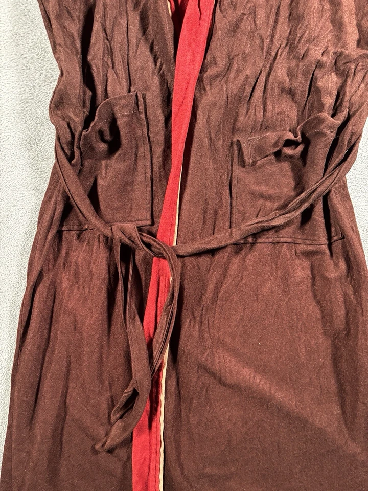 ВИНТАЖНЫЙ медальон халат для взрослых большой перевязочный курительная куртка 60-х/70-х коричневый оранжевый - Изображение 4 из 4