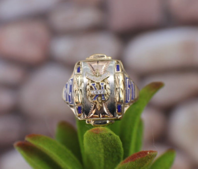 Solid 10K Yellow Gold Jostens Knoxville East 1954 sz 8 Mens Class