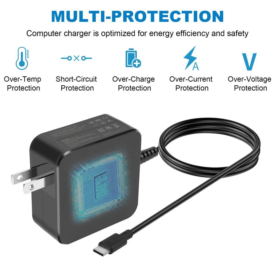 Fuente de alimentación Steam Deck W20-045N1A Cargador 45W USB-C Cargador Universal Laptop EE. UU. Foto 2 de 4