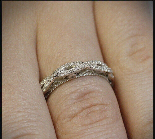 2 CT Round Cut Simulated Diamond Eternity Band Ring 14K White Gold Over ...