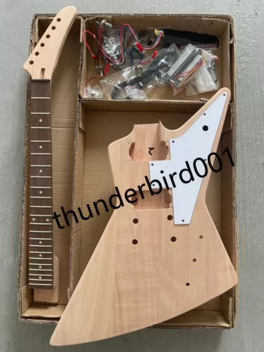 USA In Stock DIY Explorer Electric Guitar Kits 22Fret Mahogany Body HH Pickups