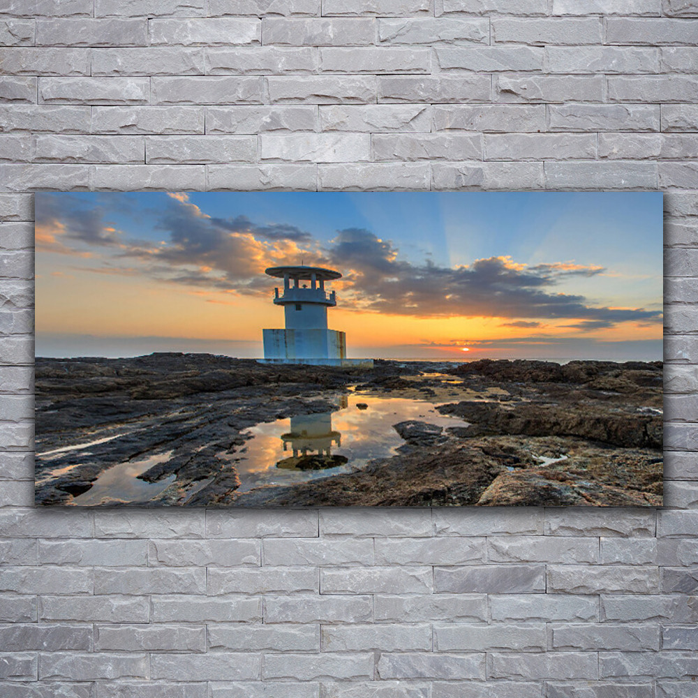 Tableau sur verre acrylique Tulup 120x60 cm motif phare pour decoration murale
