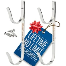 Never Rust Pool Pole Hangers - 2 ProTuff Heavy Duty Double Hooks w/Unlimited ...