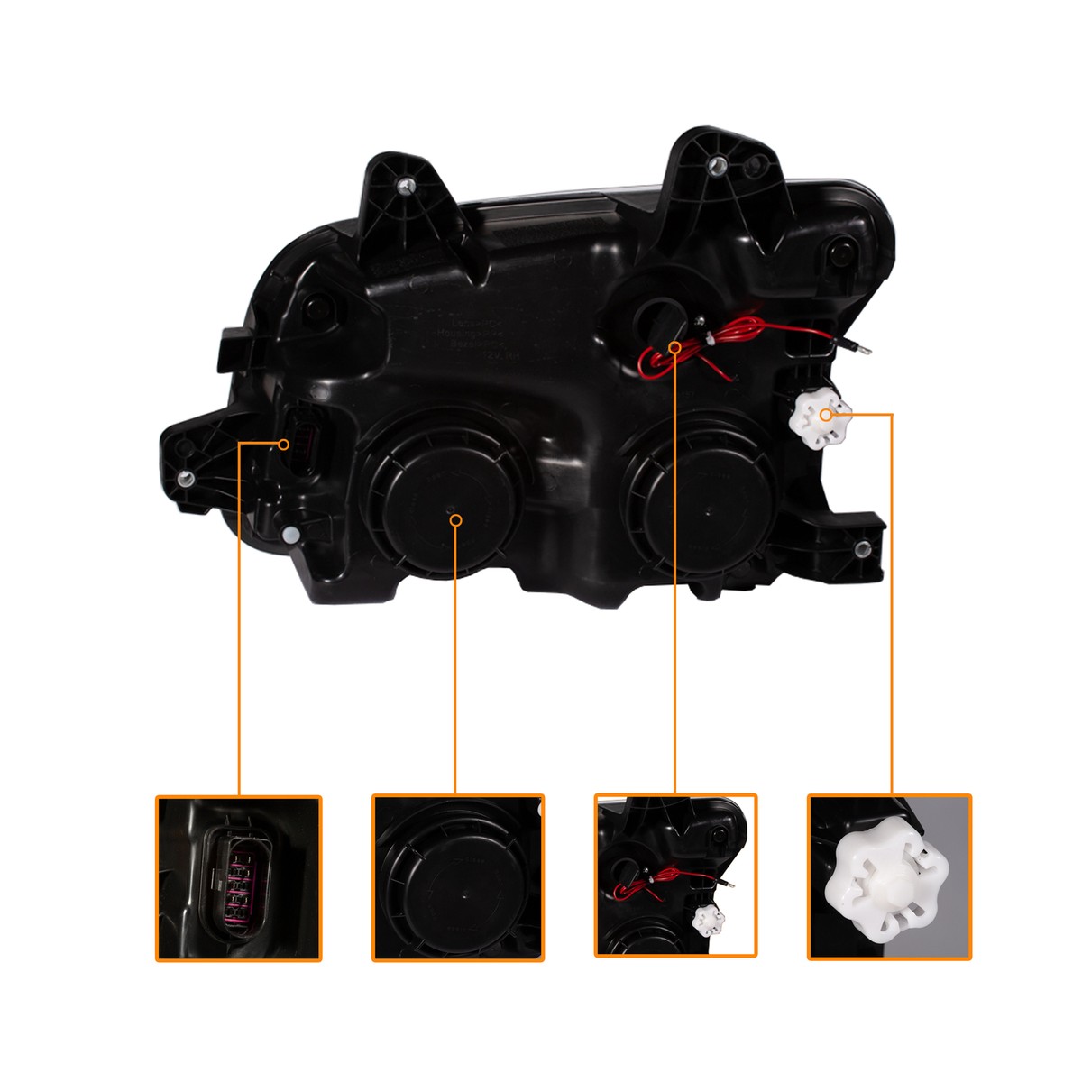 Pair Set Black Headlight Fit For 2014-up Kenworth T880 Driver and 