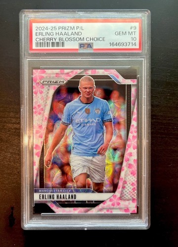 2024-25 Panini Prizm Premier League Erling Haaland cherry Blossom /20 PSA 10