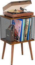 Record Player Stand with Storage up to 100 Albums, Vinyl Record Holder with Adju