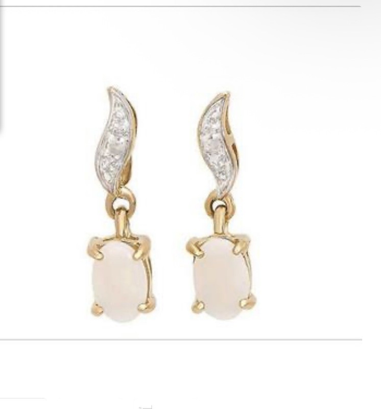 0.53 Ctw Natural Diamonds White Opal 925 Sterling Silver Designer Earrings