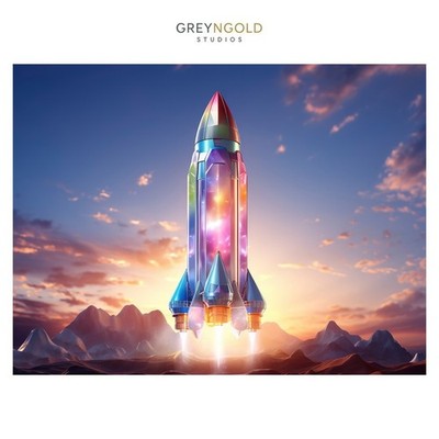 Spaceship, The Rocket Poster Wall Art Print pick size A4/A3/A2/90x60cm
