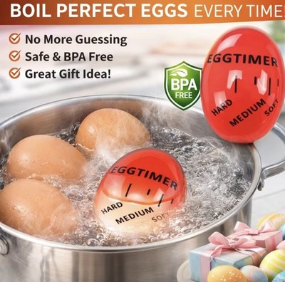 Egg Timer&Alarm Clock for Kitchen - Perfect Soft/Medium/Hard Boiled Eggs