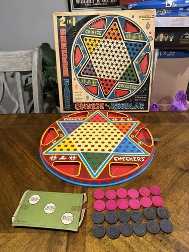 Vintage Ohio Art 2 In 1 Chinese / Regular Checkers Tin Game No 538 Original Box