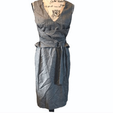 Valentino virgin wool made in Italy Roma grey tie front sleeveless dress size 6