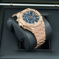 2022 Audemars Piguet Royal Oak Chronograph 38mm Blue Rose Gold Complete Set 5