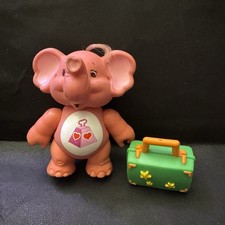 1985 Care Bears Cousins Lotsa Heart Pink Elephant Figure with Suitcase Vintage