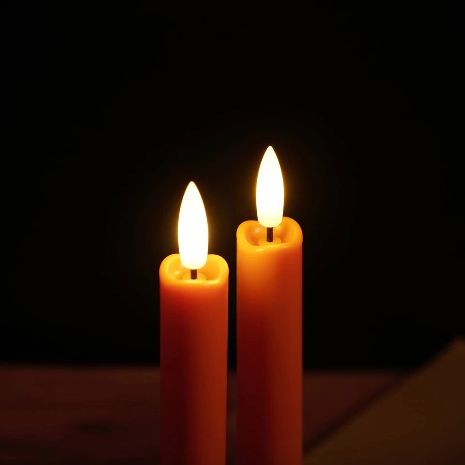 Velas cónicas naranja sin llama con control remoto - Candelabros LED de 10 pulgadas parpadeantes... Foto 2 de 4