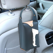Car Tissue Holder Large Car Headrest Hanging Tissue Box Cover Pu Leather Auto