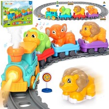 Electric Train Set for Toddlers, Realistic Steam Train Toys for Kids with Tra...