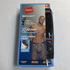 Hanes Sport X-Temp Men's Tagless Trunks  2-Pack "Total Support Pouch" Size M