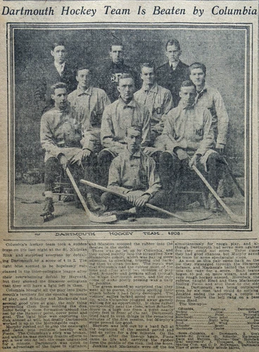 1908 New York Sports Page - Columbia Hockey Team Surprises By Beating Dartmouth