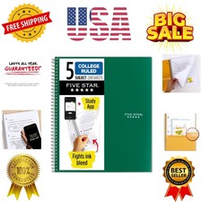 Spiral Notebook Study App, 5 Subject, College Ruled Paper, 8-1/2" x 11", 20...