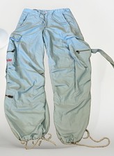 Vintage UFO Baby Blue 90s Cargo Parachute Raver Pants Wide Baggy Pants XS Slouch