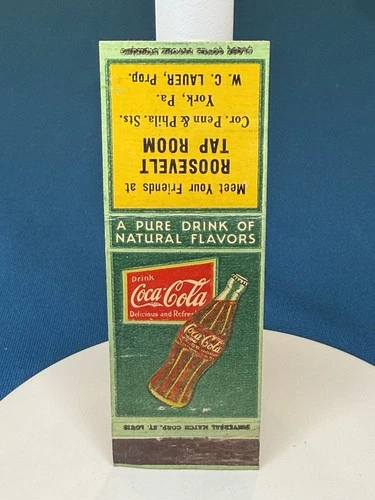 Coca Cola Soda Roosevelt Tap Room York Pennsylvania VTG Matchbook Cover #29