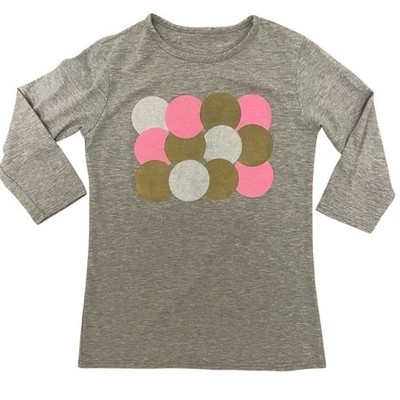 Basic Colors Girls Three Quarter Sleeve T-Shirt Size 16 Gray Graphic Print