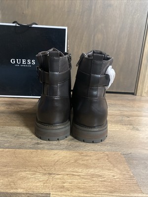 Guess Mens Brown With Zipper & Lace-Up Closure Rand Combat  display picture 3
