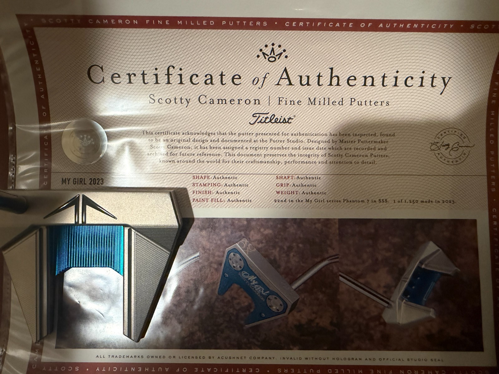 A069898, the certificate in an eBay listing's photos