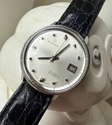 Vintage Steel Rodania Automatic 25 jewels offset dial AS movement 1960s swiss 