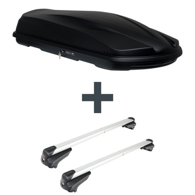 Dachbox LEVUP Cube 470 + Dachträger G3 Clop infinity für Citroen C5 Aircross A