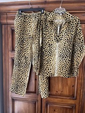RARE Vintage Sir James 70s Cheetah Wide Leg Evening Outfit Set Retro Leisure