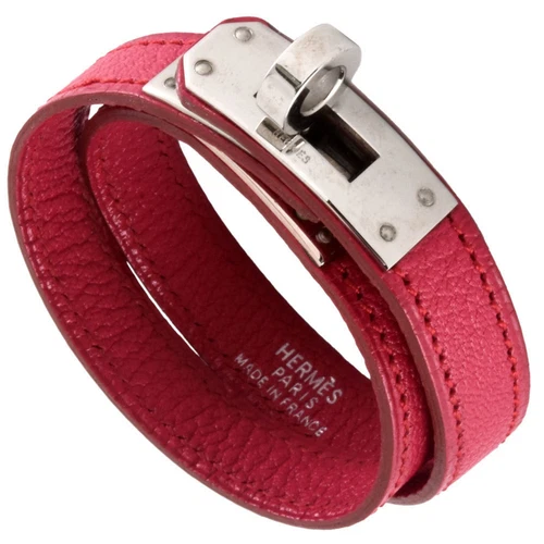HERMÈS Bracciale Hermes Kelly Doppio Tour Pelle di Capra Timbro F Rosso Donna GZl16cb5