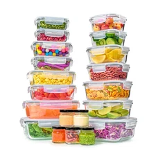 40pc Glass Food Storage Containers Bowls Set Leakproof BPA-Free Meal Prep