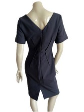 Robe Cintrée Karen Millen - Bleu Marine à Rayures Fines - Taille 38 - Très Bon état