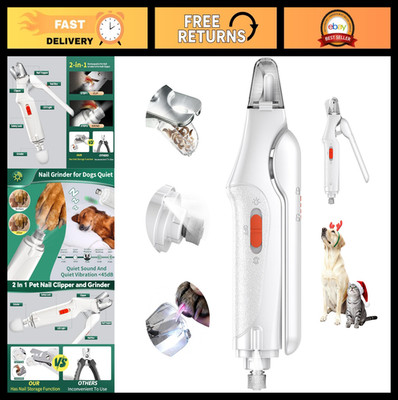 2-in-1 Pet Nail Clippers for Dogs & Cats - USB Rechargeable, LED Lights, Quick S