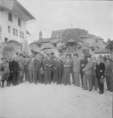 Diplomats excursion visit to historic small town Gruyeres 1948 Old Photo 3