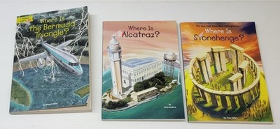 Lot Of 3 ''Where Is?'' Books Bermuda Traingle, Alcatraz, Stonehenge Kids Books