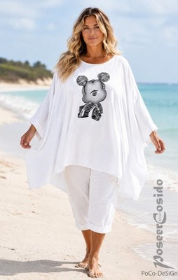 LAGENLOOK Tunika Oversize Big-Shirt Bluse weiß 46 48 50 52 54 56 58 60 62 EG