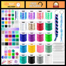 DIY Lanyard String Kit - 20 Rolls Plastic Lacing Cord 50 Keychain Accessories,