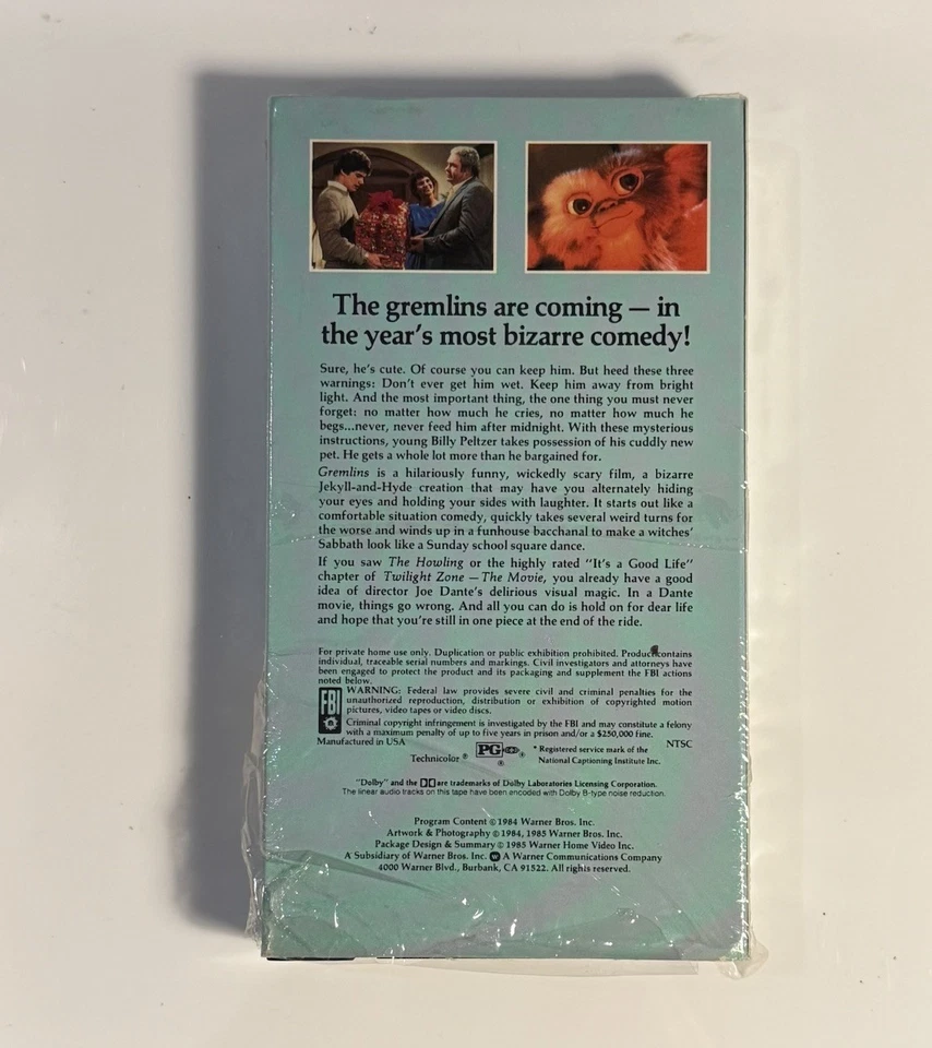 Gremlins VHS 1985 Warner Home Video First Release #11388 Purple Label - Image 3 of 4