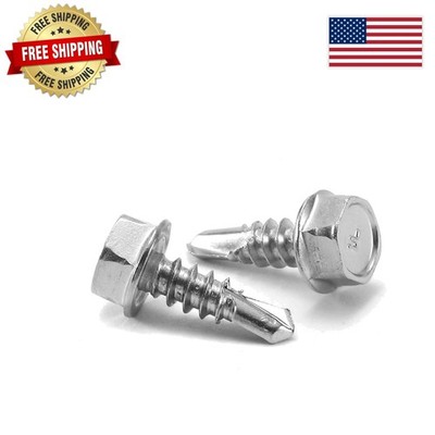 Durable 410 Stainless Steel Hex Washer Head Self-Tapping Screws - 100 Count