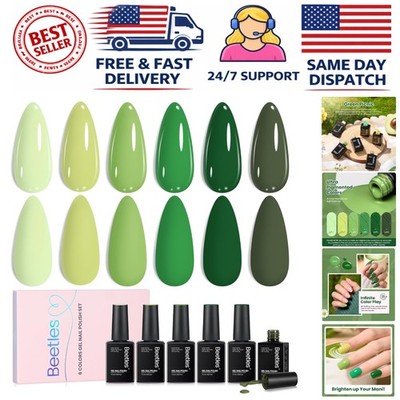 Beetles Green Gel Polish Collection - 6 Glossy Pastel Shades for Elegant Nails