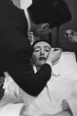 Jean d'Estrees does makeup a young woman his beauty salon Paris Ja- Old Photo 3