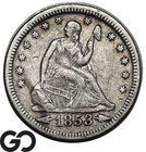 1853-O Seated Liberty Quarter, Arrows, Choice XF Better Date, Bids: 325
