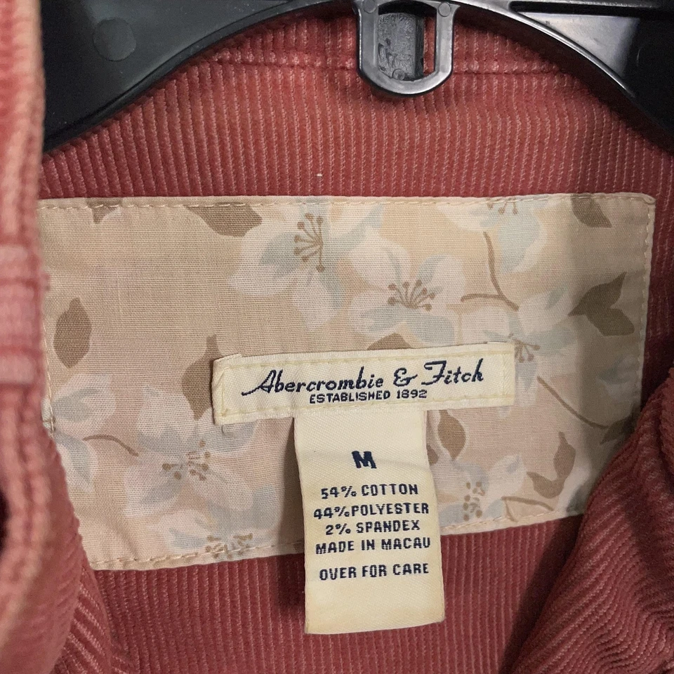 Chaqueta Abercrombie & Fitch Mujer Mediana Rosa Pana Moto Cremallera Bolsillos Recortados Foto 4 de 4