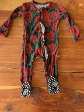 Bums And Roses Rose Print Bamboo Zippy With Ruffles Size 3-6 Months