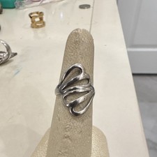 925 Sterling Silver Modern Abstract Band Ring Sizable Size 6 No Stone 3mm Width